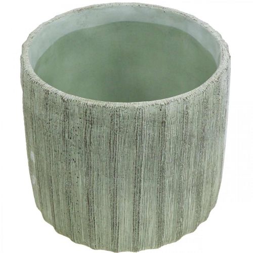 Floristik24 Sodintuvas Keraminis Žalia Retro Dryžuotas Ø19.5cm H17.5cm