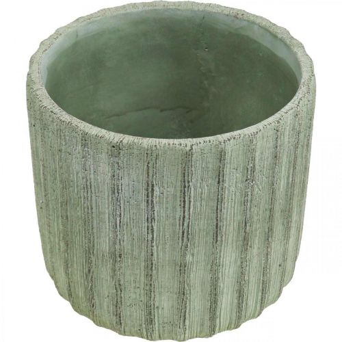 Floristik24 Sodintuvas Keraminis Žalia Retro Dryžuotas Ø16.5cm H14.5cm