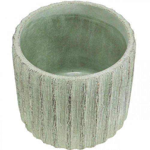 Floristik24 Sėjamoji Keraminė žalia Retro dryžuota Ø12,5cm H11,5cm