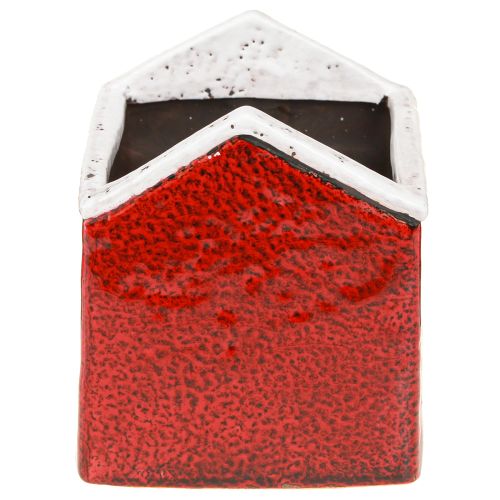 daiktų Keraminis namelis-vazonas „Advent“, raudonas ir baltas, 10 × 10 × 12 cm