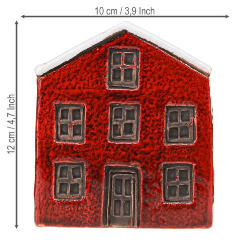 daiktų Keraminis namelis-vazonas „Advent“, raudonas ir baltas, 10 × 10 × 12 cm