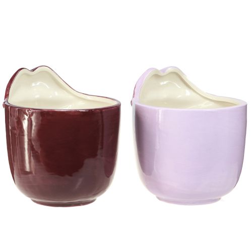 Floristik24 Vaza keraminė bučinio burnos vaza rožinė violetinė Ø14,5 cm 2 vnt.