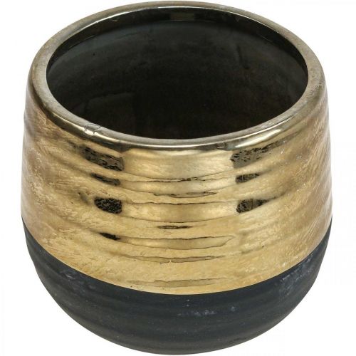 Floristik24 Sodintuvas Keraminis juodo aukso vazonas Ø13cm H12,5cm