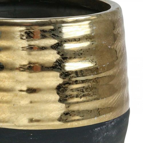 Floristik24 Sodintuvas Keraminis juodo aukso vazonas Ø13cm H12,5cm
