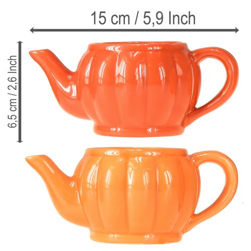 Floristik24 Keraminis arbatinukas-vazonas, oranžinis, įvairių spalvų, 15 × 9 × 6,5 cm, 2 vnt.