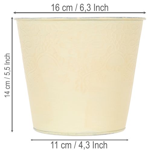 daiktų Metalinis vazonas, pastelinės geltonos spalvos, Ø16 cm, aukštis 14 cm