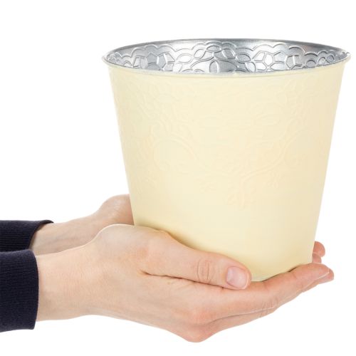 daiktų Metalinis vazonas, pastelinės geltonos spalvos, Ø16 cm, aukštis 14 cm