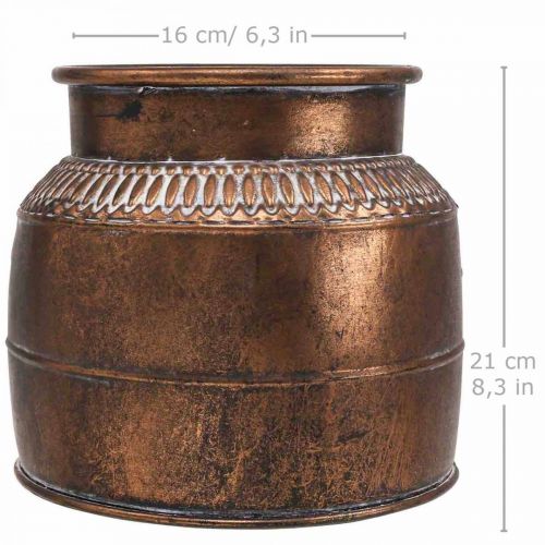 daiktų Sodinamosios didelės metalinės varinės reljefinės dekoratyvinės sodintuvės Ø22cm H21cm