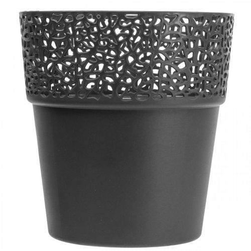 daiktų Sodinamosios plastikinis gėlių vazonas antracitas Ø14,5cm H15,5cm