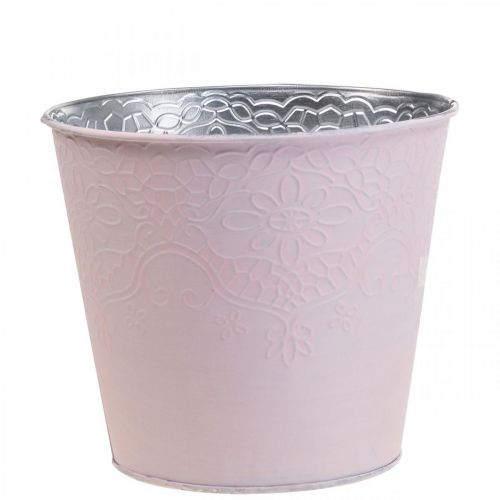 Floristik24 Sodinamoji metalinė gėlių vazonė pastelinė rožinė Ø16cm H14cm