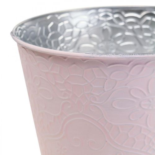 Floristik24 Sodinamoji metalinė gėlių vazonė pastelinė rožinė Ø20cm H16cm