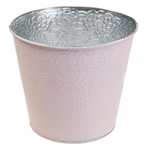 Floristik24 Sodinamoji metalinė gėlių vazonė pastelinė rožinė Ø16cm H14cm