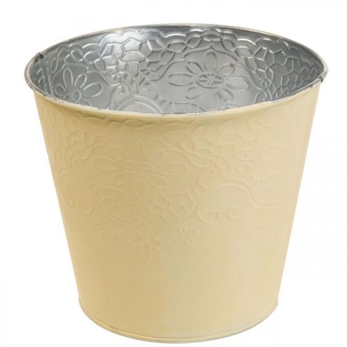 daiktų Sodinamoji metalinė gėlių vazonė pastelinė geltona Ø16cm H14cm