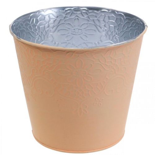 daiktų Sodinamoji metalinė gėlių vazonė pastelinė oranžinė Ø20cm H16cm