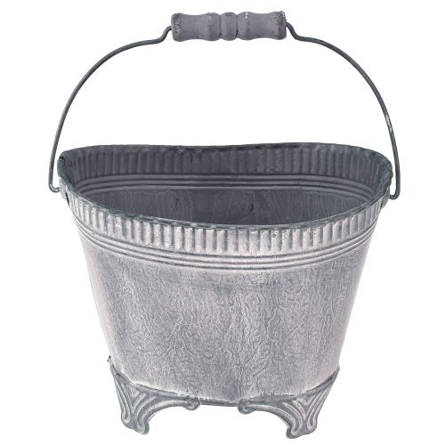 Floristik24 Planter Metalinis ovalus purpurinis baltas dubuo su kojele H14cm