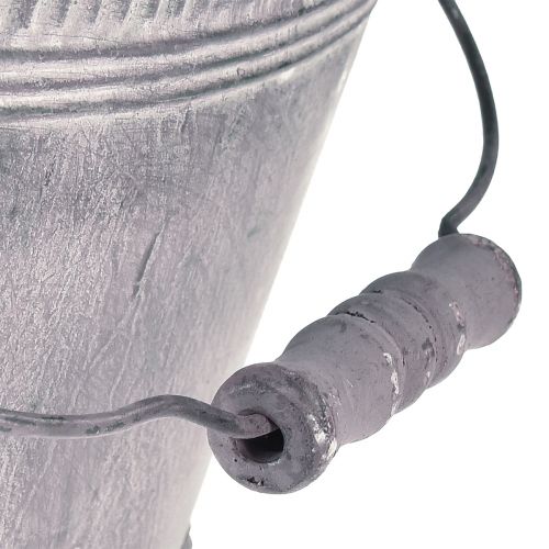 Floristik24 Planter Metalinis ovalus purpurinis baltas dubuo su kojele H14cm