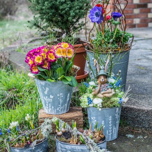 Floristik24 Sodinamosios sėjamosios vintažinis dekoratyvinis metalinis kibiras Ø16cm H15cm