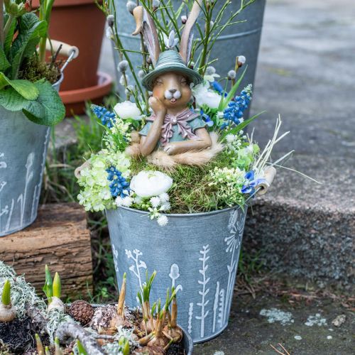 Floristik24 Sodinamosios sėjamosios vintažinis dekoratyvinis metalinis kibiras Ø14cm H13cm