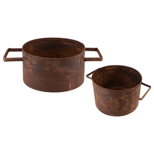 Floristik24 Sodinamosios rūdžių metalinis vazonas Ø19,5cm/26cm rinkinys iš 2 vnt