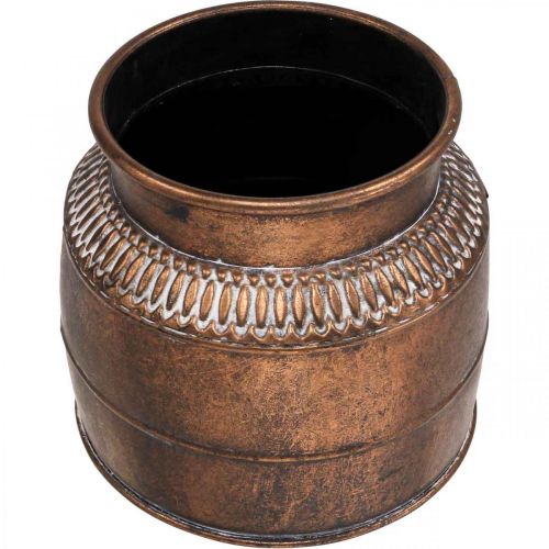 daiktų Sodinamosios didelės metalinės varinės reljefinės dekoratyvinės sodintuvės Ø22cm H21cm