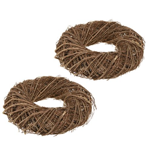 daiktų Guobų vainikas dekoratyvinis vainikas natūraliai rudas Ø23–25cm A6,5cm 2vnt.