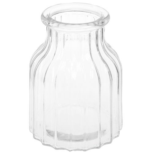 Vazos stiklo grioveliai stiklo vaza dekoratyvinis stiklas skaidrus Ø11cm H15cm 2vnt