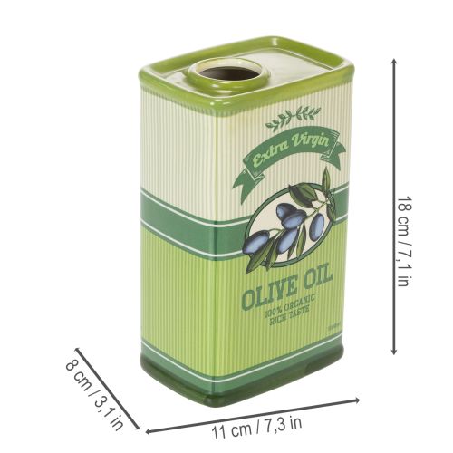 daiktų Alyvuogių aliejaus vaza, keraminė, idealiai tinka virtuvės dekoravimui ir Viduržemio jūros regiono stalui, 18 cm