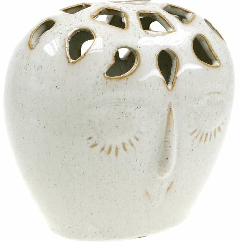 Floristik24 Keraminė vaza su veido kremu, smėlio spalvos H13cm molio išvaizda 1vnt