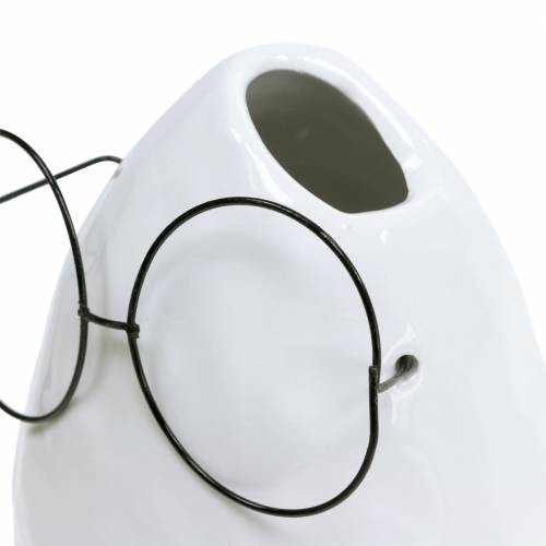 daiktų Vaza su akiniais Velykinė dekoracija keraminė balta Ø8,5cm H13cm 3vnt