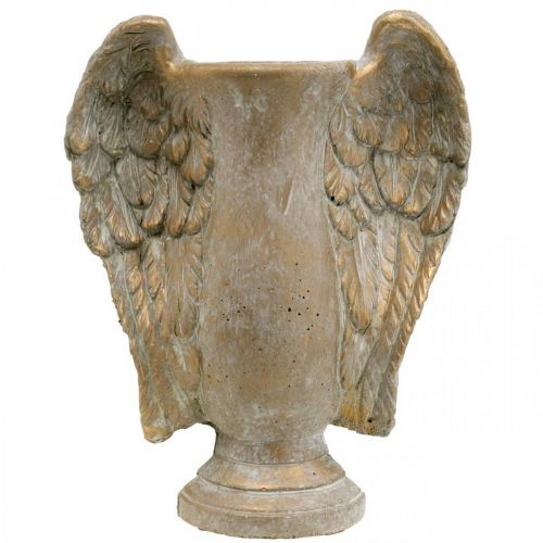 Floristik24 Dekoratyvinė vaza iš betono, amfora su angelo sparnais aukso vintažinio stiliaus P20,5cm A26cm