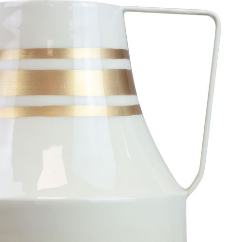 daiktų Vaza metalinė rankena dekoratyvinis ąsotis pilka/kreminė/auksinė Ø17cm H23cm