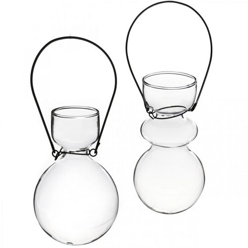 Floristik24 Mini stiklinės vazos, skirtos pakabinti kronšteiną, H11/11,5 cm, 2 vnt