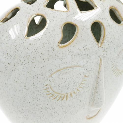 Floristik24 Vaza su veido kremu, smėlio spalvos H18cm akmens masės išvaizda 1vnt