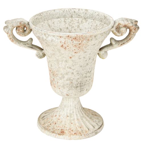 Floristik24 Vintažinis dekoratyvinis metalinis puodelis su rankena Shabby Chic H14,5cm