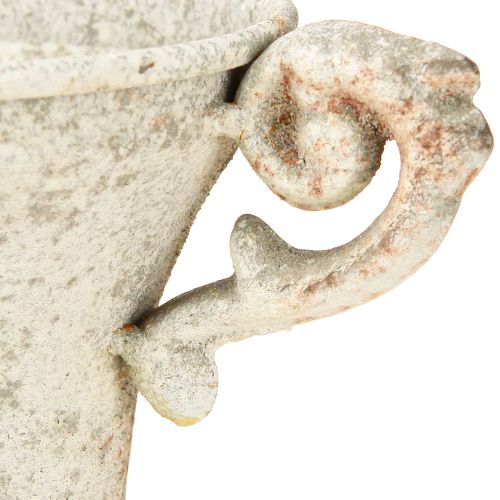 daiktų Vintažinis dekoratyvinis metalinis puodelis su rankena Shabby Chic H14,5cm