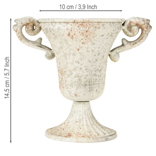 daiktų Vintažinis dekoratyvinis metalinis puodelis su rankena Shabby Chic H14,5cm