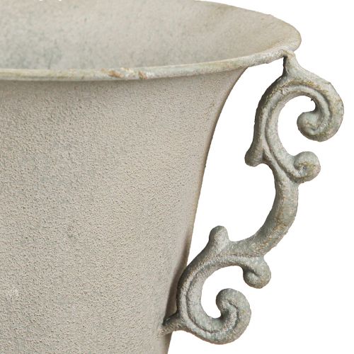 daiktų Vintažinis dekoratyvinis puodelis su rankenomis metalo apdaila pilka H30cm