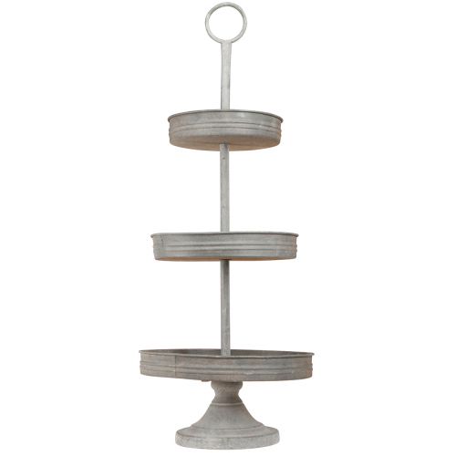 daiktų Vintage etagere metalinis pilkas 3 pakopų Ø30.5cm H78cm