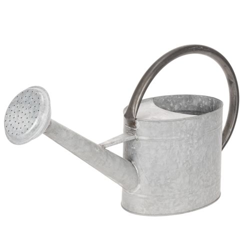 Vintažinė metalinė laistytuvė, sidabriškai pilka, stilinga sodo puošmena, gėlių vaza, ilgis 53 cm, aukštis 29 cm pirkti | Floristik24.lt