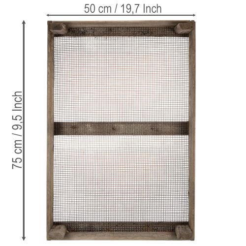 daiktų Vintažinė medinė dėžutė su vieliniu tinkleliu, kaimiško stiliaus, svogūnų sietelis, dekoratyvinė, 75 × 50 × 14 cm