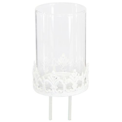 Floristik24 Vintažinis arbatinės žvakės laikiklis, skirtas prijungti baltas Ø5,5cm H8cm 4vnt