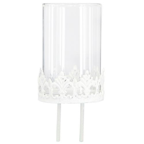 Floristik24 Vintažinis arbatinės žvakės laikiklis, skirtas prijungti baltas Ø5,5cm H8cm 4vnt