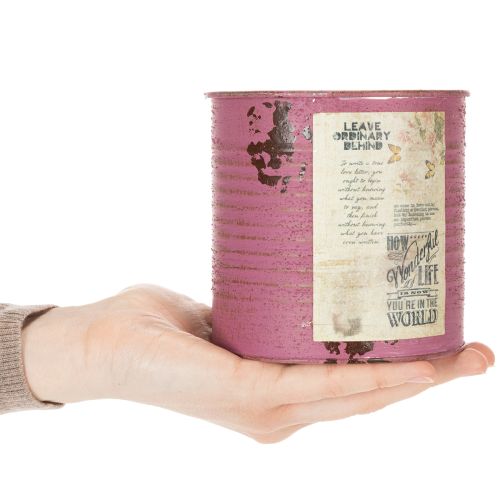 daiktų Vintažinė vazonų dekoratyvinė dėžutė violetinė metalinė vasarinė dekoracija Ø11cm A10.5cm