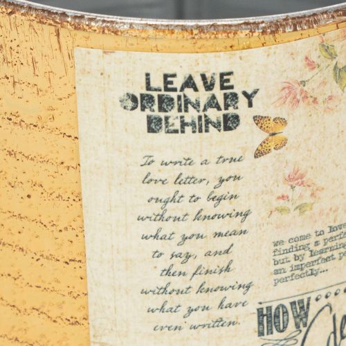 daiktų Vintažinio stiliaus gėlių vazonas/skardinė su užrašais vidaus dekoravimui, 11 cm, 3 vnt.