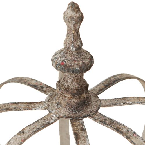 Floristik24 Metalinis vintage žibinto karūna su pilku stiklu Ø14cm H18,5cm