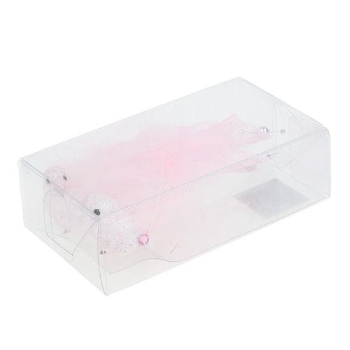 Floristik24 Paukštis ant segtuko 14cm rožinis, žėrutis 2vnt