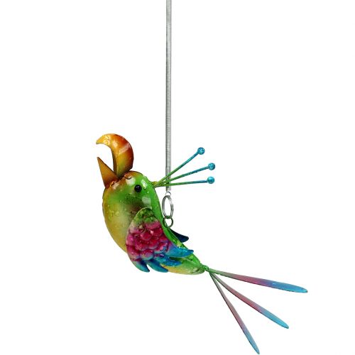 Floristik24 Pakabinamas paukštis žalias, rožinis, mėlynas 19,5 cm