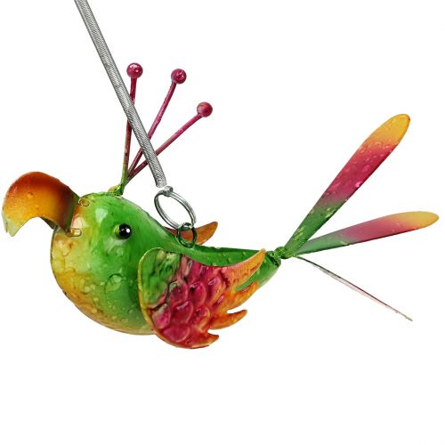 daiktų Pakabinamas paukštis žalias, rožinis, oranžinis 18,5 cm