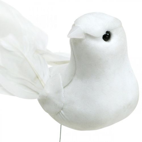 Balti balandžiai, vestuviniai, dekoratyviniai balandžiai, paukščiukai ant vielos H6cm 6vnt