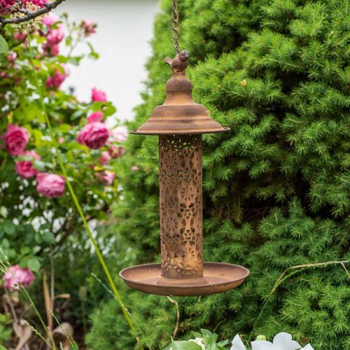 Floristik24 Paukščių šėrimo stotelė pakabinama rūdžių išvaizda Ø20cm H36cm